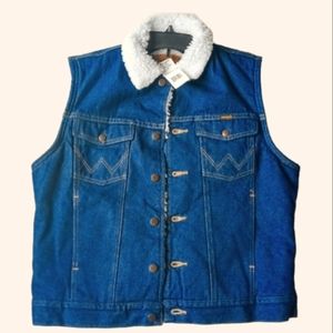 "NWT" Men's Wrangler Denim Sherpa Vest
